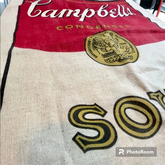 Vintage Campbell’s Soup canvas drawstring sack / Tote bag. Andy Warhol Pop Art Art
